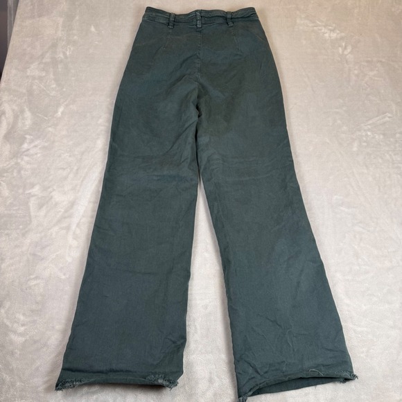 Marine Layer Wide Leg Crop Raw Hem Button Fly Pants Women's Size 8 Green - Picture 10 of 10